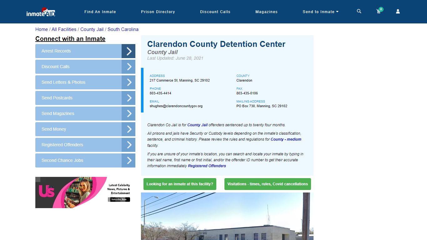 Clarendon County Detention Center - Inmate Locator - Manning, SC